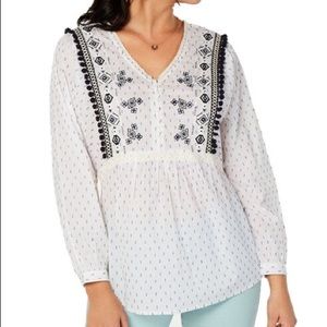 NWT Style & Co. Long Sleeve Boho Top